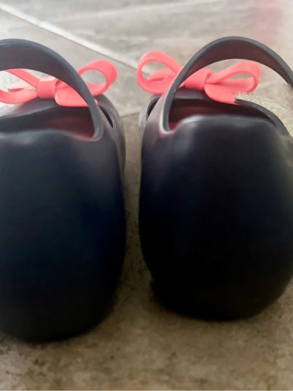Mini Melissa Navy Blue Mary Jane Shoes with Pink Bow